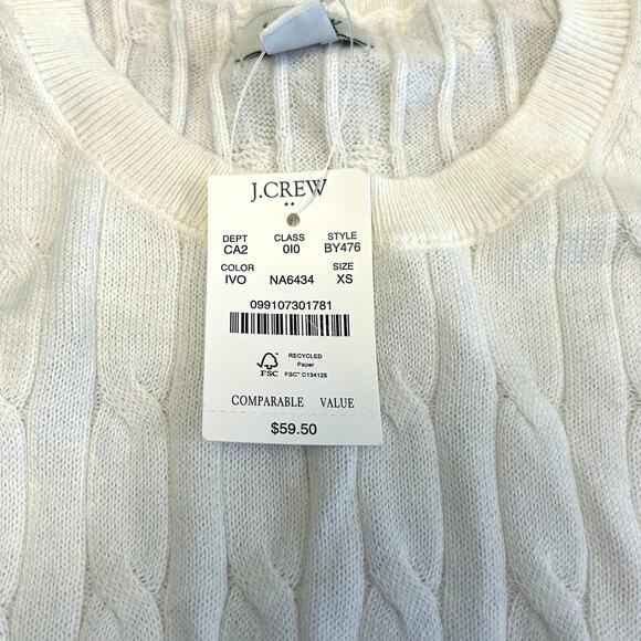 NWT J.Crew Cotton Cable Sweater Shell in Ivory Size XS - Picture 5 of 7